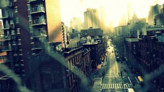 Sunset cityscapes urban new york city chinatown streetscape wallpaper