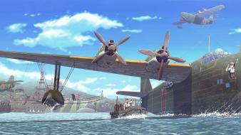 Aircraft biplane boats boys harbours