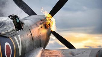 Aircraft fire merlin supermarine spitfire engine wallpaper