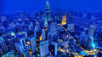 Cityscapes night lights petronas towers kuala lumpur wallpaper