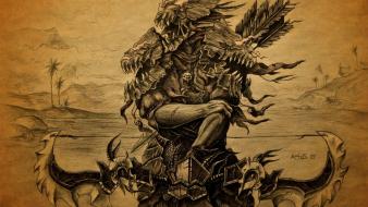 Hunter fantasy art armor artwork mmo troll wallpaper