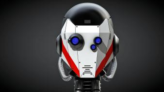 Minimalistic robot head science fiction 3d roboter rendering wallpaper