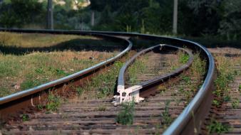 Railroad tracks trains wallpaper
