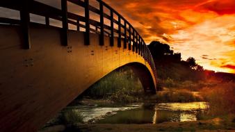 Sun bridges rivers sunset wallpaper
