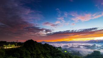 Asia taiwan clouds fog forests wallpaper
