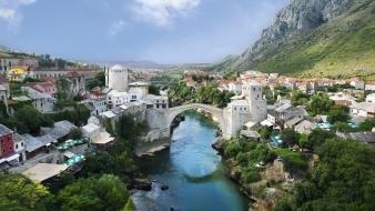 Bosnia and herzegovina mostar bridges landscapes natural scenery wallpaper