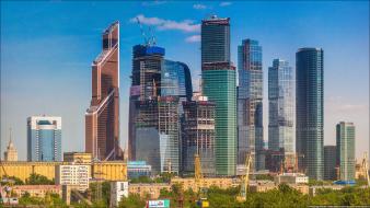 Cityscapes russia buildings skyscrapers moscow cranes unfinished city