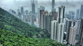 Landscapes cityscapes hills hong kong skyscrapers wallpaper