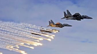 Aircraft war flares f-15 eagle wallpaper