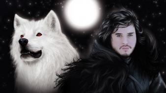 Artwork game of thrones jon snow wolves wallpaper