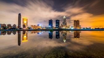 Buildings cityscapes lights long exposure night wallpaper