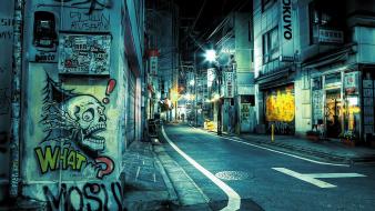 Japan tokyo cityscapes graffiti streetscape wallpaper