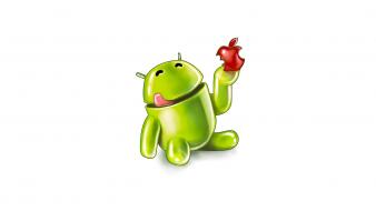 Humor android technology drawings apples wallpaper