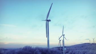 Landscapes windmills wind power turbines wallpaper