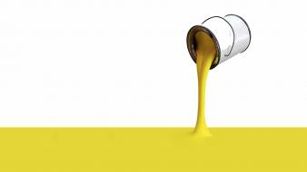 Minimalistic yellow paint digital art white background wallpaper