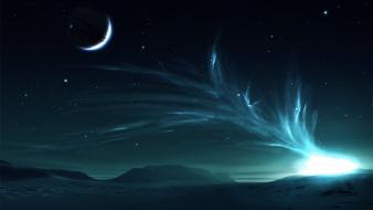 Moon colors outer space planets stars wallpaper