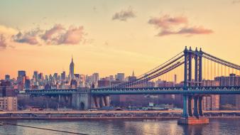 New york city bridges buildings cityscapes clouds wallpaper