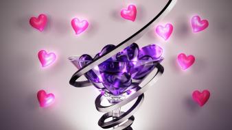 Purple pink love hearts wallpaper