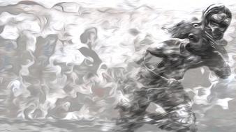 Abstract soldiers oil painting liquify wallpaper