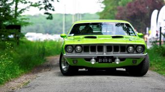 American hemi cuda cars green wallpaper