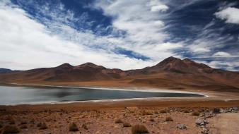 Brown lakes andes skies atacama desert upscaled wallpaper