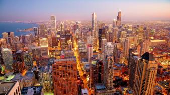 Chicago cityscapes dawn skyscrapers wallpaper
