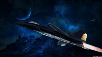 Fighter jet military outer space planets wallpaper