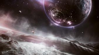 Futuristic digital art science fiction obsidian skies wallpaper