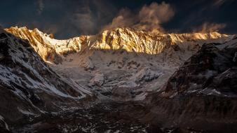 Landscapes nature snow shadows nepal annapurna himalayas wallpaper