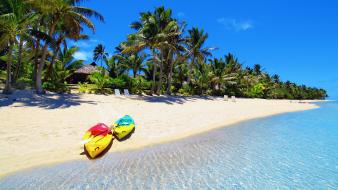 Maldives beaches canoes palm trees tropical wallpaper