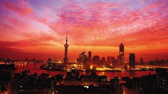 Shanghai sunset skyline wallpaper