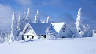 Snow house scenery wallpaper