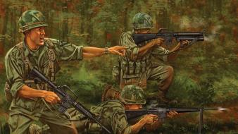 Soldiers war military viet nam art wallpaper
