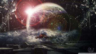 Starcraft futuristic spaceships digital art space wallpaper
