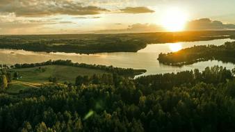 Yellow forests valleys lithuania lakes rivers upscaled wallpaper