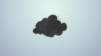 Clouds minimalistic digital art grey background wallpaper