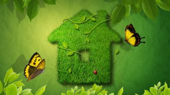 Creative Green House wallpaper