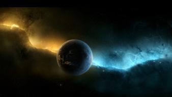 Cosmo aurora borealis outer space planets wallpaper