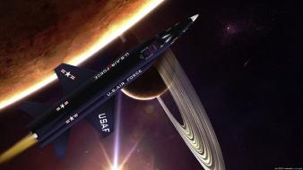 Futuristic planets spaceships digital art science fiction sci-fi wallpaper