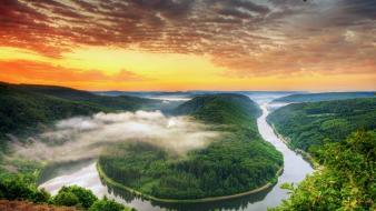 Germany saarland the river clouds landscapes wallpaper