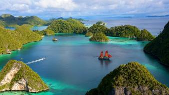 Indonesia blue clouds islands landscapes wallpaper