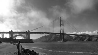 San francisco black and white bridges landscapes wallpaper