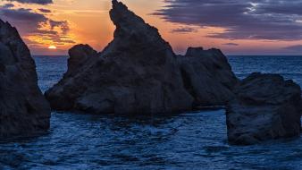 Sunset clouds rocks san francisco sea wallpaper