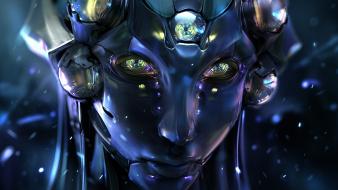 Wen-jr cyborgs eyes futuristic robots wallpaper
