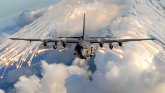 Ac-130 aircraft clouds sky wallpaper