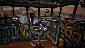 Airship cabin control panel digital art wallpaper
