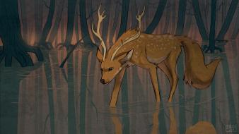 Animals artwork deer digital art drawings wallpaper