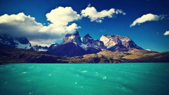 Argentina patagonia torres del paine clouds hills wallpaper