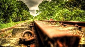 Hdr photography landscapes nature railroads railroad tracks wallpaper