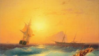 Ivan aivazovsky artwork boats paintings sea wallpaper